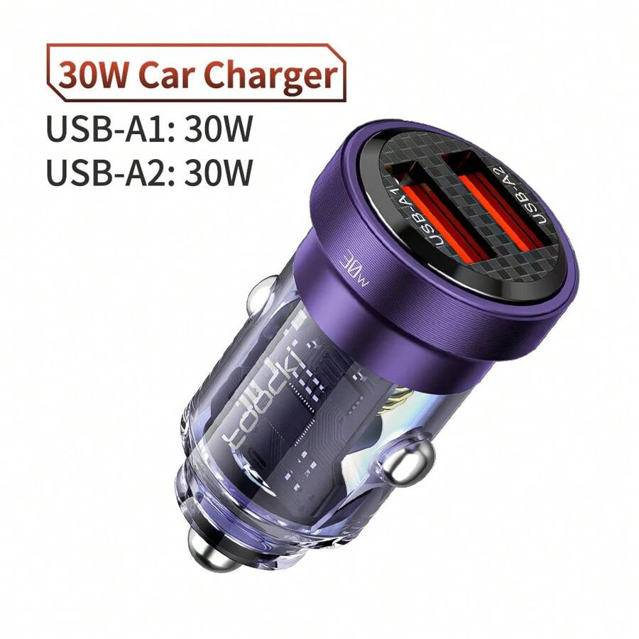 Toocki USB C汽車充電器 快充30W QC 4.0 3.0 Type C PD 快速充電，適用於14 13 Pro Max小米三星紅米 - 紫色 - 查看 1