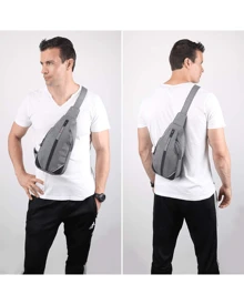 WATERFLY Crossbody Sling Bag Men Women Anti Theft Backpack For Traveling Chest Shoulder Bag - 灰色 - 查看 6