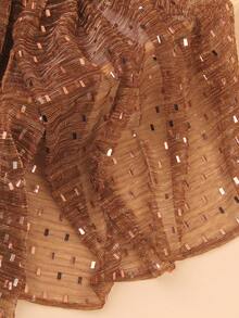 優雅1件豪華網眼亮片拼接裝飾頭巾，節日外出時尚女士圍巾 - 彩色 - 查看 2