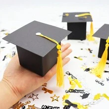 10 PCS Graduation Candy Boxes Class Of 2024 Graduation Cap Gift Boxes Graduation Centerpieces With Tassel For Graduation Ceremony Party Favors - Black - View 10