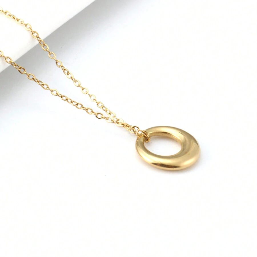 1 Miếng Váy rộng Vòng cổ mặt dây chuyền Thép không gỉ Xương quai xanh Chuỗi Thích hợp Đối với Của phụ nữ Mặc hàng ngày - Vàng - Xem 1