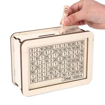 1pc White Wooden Savings Jar With Money Saving Plan Label, Can Hold Both Coins And Bills, Great Room Decoration Best Gifts Birthday Graduation