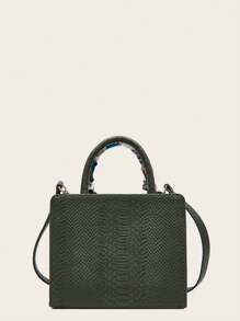 1 件蛇皮蝴蝶结装饰优雅女士手提包，适合日常使用和节日礼物