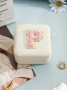 1個簡約風格信封圖案戒指、項鍊、耳環等珠寶收納盒 - 白色粉字母 - 查看 35