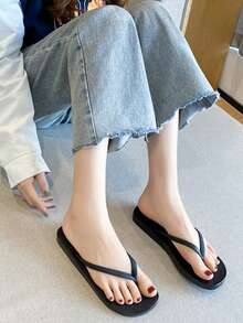 Của phụ nữ Cổ điển Kích thước lớn Đơn giản Chống trượt Chống mùi hôi Nhẹ Thoải mái Kháng khuẩn Mùa hè Nhựa Dép đi trong nhà , Sành điệu Hợp thời NỮ Mùa hè Dép xăng đan Mềm mại Bằng phẳng Mát xa Chăm sóc sức khỏe Dép tông Trượt Đen - màu đen - Xem 6