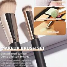 3支装时尚珍珠柄柔软密实刷毛遮瑕刷，遮瑕刷和鼻部轮廓刷，适用于遮瑕膏混合、定妆和粉底液/膏状产品抛光，男女通用，粉底刷、遮瑕刷、腮红刷、轮廓刷、修容刷、散粉刷、粉底刷、腮红刷 - 黑色 - 查看 3