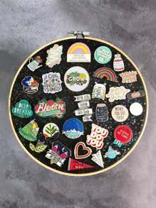 1pc Badge Brooch Display Storage Racks Wall Hanging Pin Display Glitter Board Pin Holder Pin Collection Display Embroidery Hoop Bedroom Decoration - Multicolor - View 1