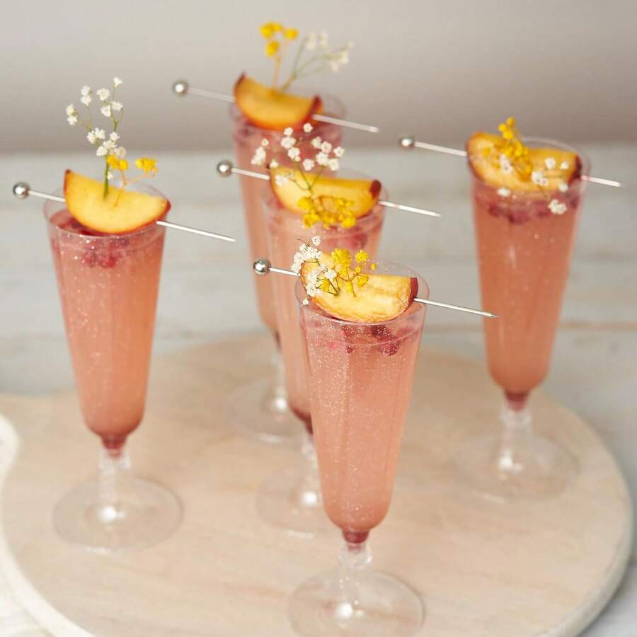 30Pcs Silver Glitter Plastic Champagne Flutes 5oz Clear Plastic