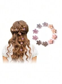 4 cái/bộ Mùa Xuân Thanh tú Pha lê-tôn tạo Năm cánh Hoa Móng vuốt tóc Kẹp , Tối giản Chiếc kẹp tóc Đối với Sọc Tóc mái Và Mini Kẹp Mũ đội đầu cho thú cưng - Nhiều màu - Xem 2