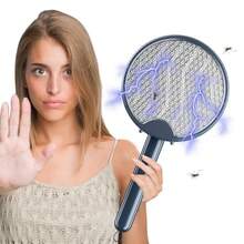 1pc Foldable Electric Mosquito Killer Fly Swatter Trap USB Rechargeable Mosquito Racket Insect Killer With UV Light Bug Zapper - Blue Rechargeable-[instantaneous Voltage 2500v] - View 3
