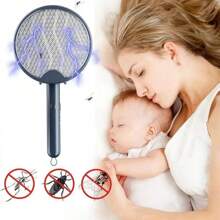 1pc Foldable Electric Mosquito Killer Fly Swatter Trap USB Rechargeable Mosquito Racket Insect Killer With UV Light Bug Zapper - Blue Rechargeable-[instantaneous Voltage 2500v] - View 5