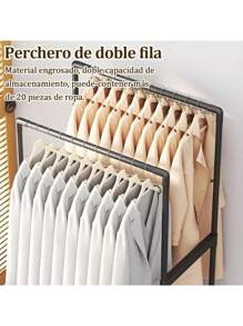 FOUND HOME Double Clothes Organizer Rack Closet Coat Rack With Wheels - Black - View 2