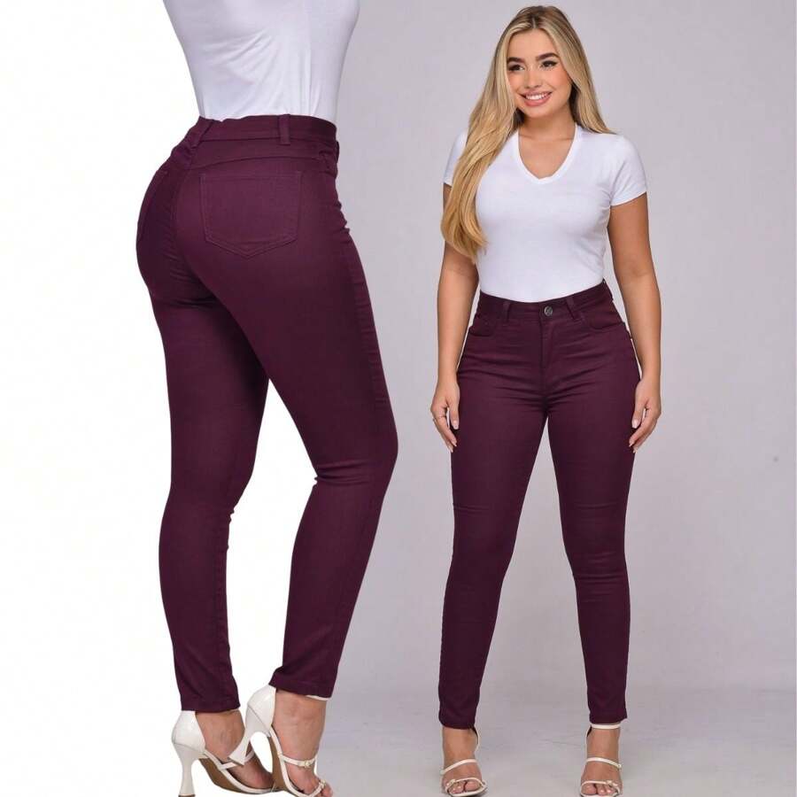 Scaraboto Women Jeans - 紅木色 - 查看 1