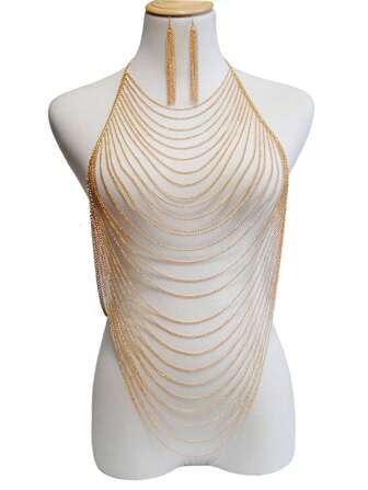 1ชิ้น สร้อยคอหลายชั้น สร้อยคอแฟชั่นและหลากหลาย สร้อยตัวสำหรับผู้หญิง