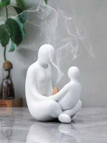 1 pieza Quemador de incienso decorativo de resina blanca abstracto de dependencia madre-hijo, regalo del Día de la Madre, apto para decoración del hogar, chimenea, dormitorio, sala de estar, decoración central, oficina, cocina, sala de estar, dormitorio