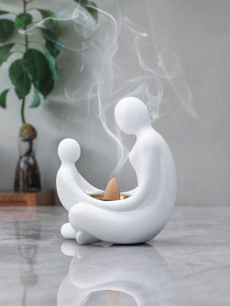 1 pieza Quemador de incienso decorativo de resina blanca abstracto de dependencia madre-hijo, regalo del Día de la Madre, apto para decoración del hogar, chimenea, dormitorio, sala de estar, decoración central, oficina, cocina, sala de estar, dormitorio