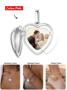 1pc Personalized Photo Charm Bracelet, Gift For Mother, Daughter, Girlfriend, Wife, Best Friend, Heart & Round Pendant Beads, Valentine's Day Gift For Daughter, Girlfriend, Wife, Best Friend - Gold - View 9