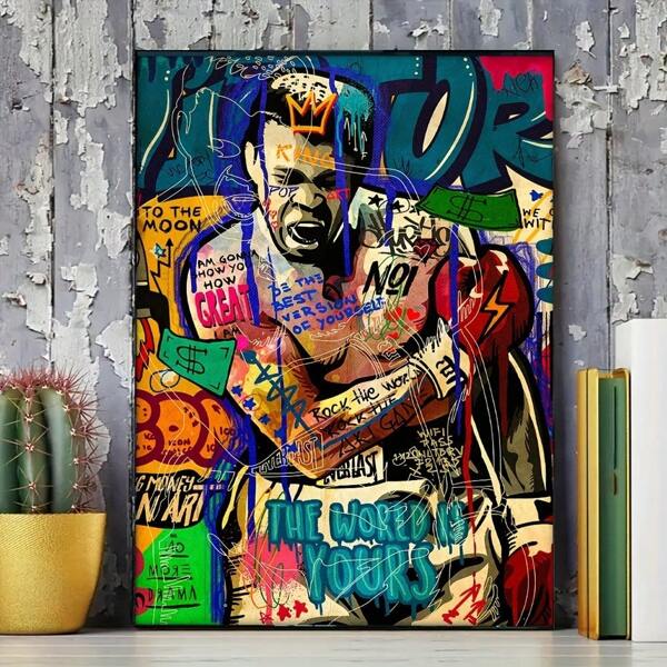 1 Pièce Poster Sur Toile, Sans Cadre, Art Moderne, Affiche Abstraite D'homme Roi En Colère, Peinture Sur Toile De Citation D'art De Graffiti Créatif, Cadeau Idéal Pour La Chambre À Coucher, Le Salon, Le Couloir, Décoration Murale, Décoration D'automne, Décoration De La Pièce, Sans Cadre