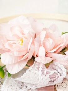 1入組新娘圓形竹編花冠,仿真花,西式婚禮伴娘手持花冠,玫瑰花冠適用於新娘和伴娘,蕾絲流蘇家用裝飾掛圈,婚禮裝備攝影道具 - 彩色 - 查看 11