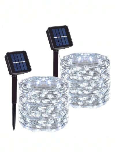 Luces solares LED para exteriores, lámparas solares de hadas de alambre de cobre LED, luces solares de hadas navideñas, utilizadas para decoración de jardín/camping/boda/patio/terraza