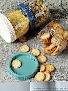 6pcs Stackable Food Sealing Container With Lid, Plastic Kitchen Grain Storage Box, Moisture-Proof Jar Available In Multiple Specifications - Green - View 8