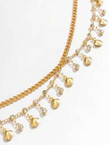 1 stuk Persoonlijkheid En Chique Boheemse stijl Ontwerp High-end Mode Strass Metaal Dubbellaags Kwast Lichaamsketting Tailleketting Voor vrouwen , Kan zijn Voor Dagelijks , Feest Of Avond , A Perfect Geschenk Keuze Voor Jouw Vriend , Of Als Geschenk