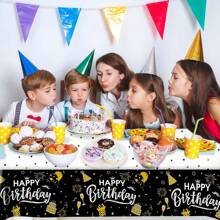 3pcs Black Tablecloth, 274 X 137 Cm, Perfect For Birthday Parties And Dinners - 274 X 137 cm - View 6