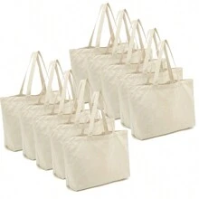 2/4/6/8/10 Peças Sacolas de Lona Branca, Sacolas de Presente para Reunião Anual, Design DIY, Minimalista Elegante, Sacolas de Presente para Damas de Honra e Casamento, Bolsas de Cosméticos, Bolsas de Viagem Simples, Bolsas de Maquiagem de Viagem de Grande Capacidade: O Companheiro Perfeito para a Beleza ao Ar Livre! Adequado para Casamentos, Aniversários, Praias e Feriados, O Melhor Presente para Família e Amigos. Esta Sacola Grande é Adequada para Estudantes, Volta às Aulas e Professores. É um Design Inovador, de Grande Capacidade, Sacola de Armazenamento Casual Portátil, Uma Sacola de Compras Ideal. - Bege - Visão 11
