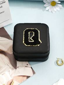 1個簡約風格字母系列珠寶收納盒,適用於戒指、項鏈、耳環 - 黑色黑字母 - 查看 16