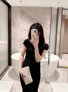 Exquisites Satin Mode Abendtasche für Damen, Tanz Abendtasche, Romantische Tasche, Braut Tasche, Crossbody Kette Tasche, Tready Braut Tasche, perfekt für Party, Hochzeit, Abschlussball, Dinner/Bankett, passend zu Brautkleidern, formellen Kleidern, Abschlussballkleidern, Geburtstagskleidern, Partykleidern. - Aprikosenfarben - Übersicht 8