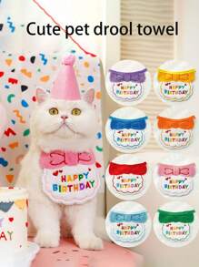 Pet Cat And Dog Cute Birthday Bandana Hat Cartoon Bandana Scarf