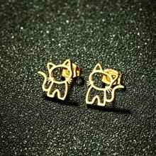 1Pair Stainless Steel Simple Pet Cat Earrings For Women Sweet Lovely Cute Simple Jewelry Party Anniversary