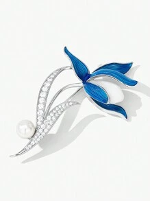 yijiangbeiting 1 Miếng Duyên dáng Hợp kim kẽm Đồ trang trí Ngọc Trai giả Pha lê Thiết kế cánh Trâm cài Đối với phụ nữ Để Trang Trí Hàng Ngày - trắng - Xem 17