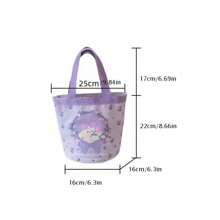 Cute Cartoon Rabbit Print Purple Canvas Bag Student Shopping Tote Bags For Women Girls Sweet Bucket Bag Lunch Bag Handbags