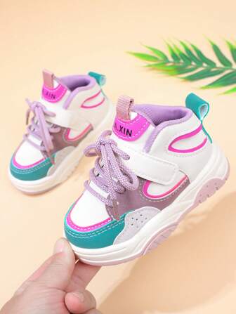 1雙女童拼色中幫休閒運動鞋