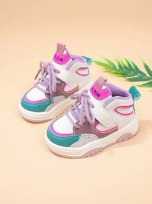 Zapatillas Casuales Para Niñas De Media Altura Y Diseño De Bloque De Color - Rosa - Ver 7