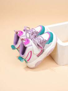 Zapatillas Casuales Para Niñas De Media Altura Y Diseño De Bloque De Color - Rosa - Ver 6