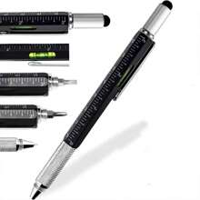 6 In 1 Multi-Functional Tool Pen With Level Gauge, Scale Ruler, Touch Screen Pen, Screwdriver (Phillips & Flathead) And Ballpoint Pen - Black - View 9
