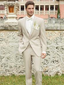 1入組男士婚禮胸花,口袋胸花,新郎、伴郎婚禮胸花,舞會、周年紀念、正式晚宴穿孔西裝胸花