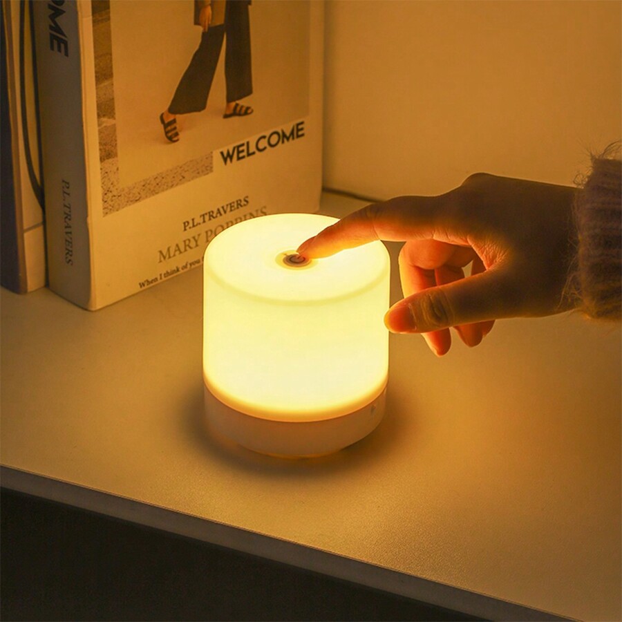 1pc Touch Control Led Rechargeable Night Light, With Usb Cord, 3 Colors