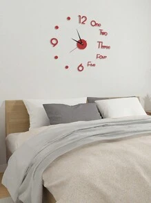 1入組亞克力牆鐘簡約風格家居裝飾,有黑色、紅色、金色、銀色可供選擇,可安裝在牆上或用作客廳、家居裝飾的墊貼 - 紅色 - 查看 2