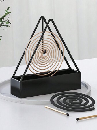 Minimalist Mosquito Coil Holder, Triangular Iron Art Mosquito Coil Plate, Creative Household Hanging Incense Burner, Mosquito Coil Box, Triangular Plate Incense Plate Holder, Creative Household Mosquito Coil Box, Incense Burner, Iron Triangular Mosquito Coil Rack With Base Gifts Birthday Graduation