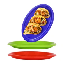 12 Platos Plastico Tampiqueños Ovalados Reutiizables 29cm Fiesta Hogar Eventos Colores Surtidos Paquete 12 Piezas - Multicolor - Ver 4