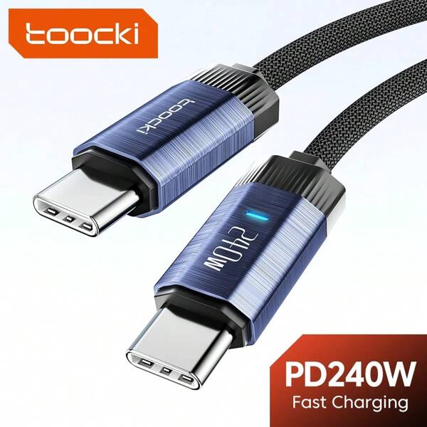 Toocki USB C To USB C Cable PD3.1 240W Fast Charge 5A Type C To Type C Charger Cable Compatible With Apple Laptop Realme POCO