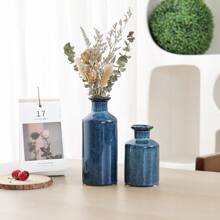 European & American Vintage Blue High-Grade Ceramic Vase For Home Decoration, Suitable For Living Room, Dining Room, Bedroom And Dry Flowers Arranging Gifts Birthday Graduation Back To School Room Decor School Supplies Flower Vase Glass Vase