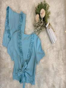 Women Blouses - Màu xanh nhạt - Xem 2