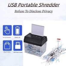 Usb Mini Electric A6 Desktop Paper Shredder, Home/Office Small Strip-Cut Paper Shredder - Black - View 1