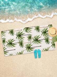 1pc Coconut Tree Pattern Beach Towel, Ultrafine Fiber Printed Quick-Dried Absorbent Towel For Swimming, Holiday, Travel, Camping Summer Travel, Vacation Bathroom Decor Beach Essentials - Multicolor - View 4