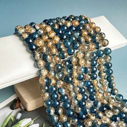 85/50/100/200入組波西米亞風格10MM爆裂雙色波點金箔樹脂花珠，DIY項鍊、手鍊、手飾、服飾配件等珠飾製作必備