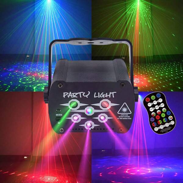 Luces de fiesta Luces DJ Luces estroboscópicas, Luces de escenario portátiles LED con sensor de sonido y control remoto, Proyector LED RGB alimentado por USB adecuado para decoración del hogar interior, cumpleaños, carnaval, discoteca, efectos de baile, fiesta, rendimiento, regalos navideños